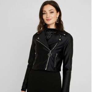 Good American Black Rebel Disco Moto Jacket, Size 3/Large